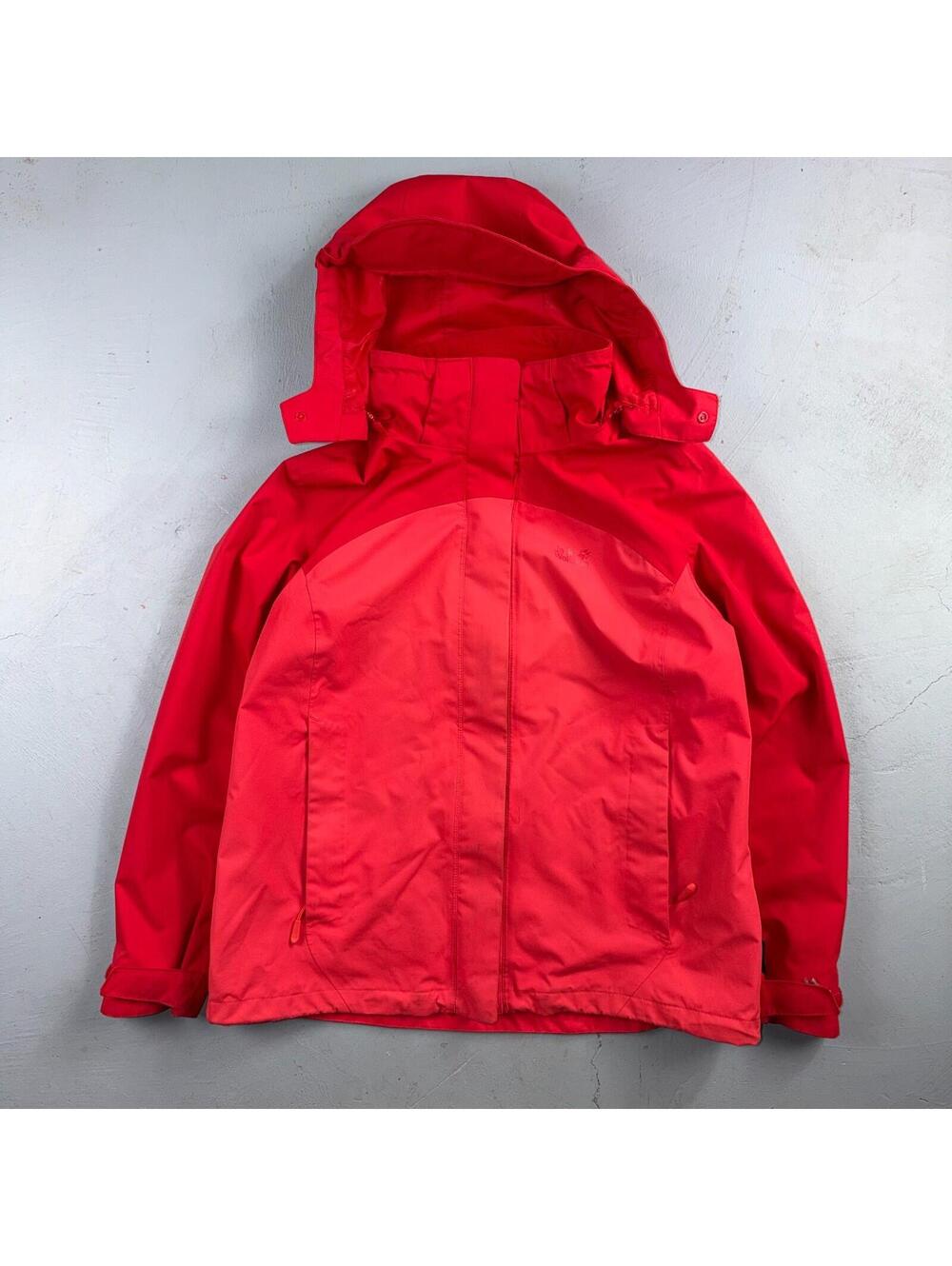 Jack Wolfskin Rain Jacket Womens XL Red Full Zip Windbreaker Outdoors Parka